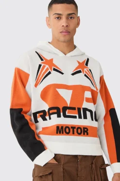 boohooMAN Boxy Moto Graphic Hoodie | UK| Knitwear