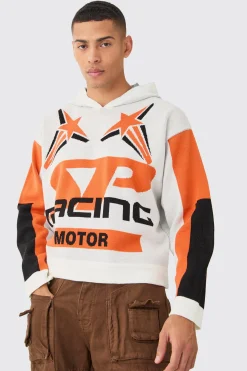 boohooMAN Boxy Moto Graphic Hoodie | UK| Knitwear