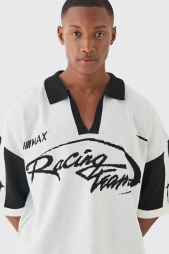 boohooMAN Boxy Moto Knitted Polo | UK| Knitwear