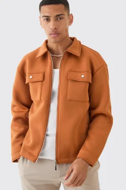 boohooMAN Boxy Neoprene Zip Overshirt | UK| Shirts