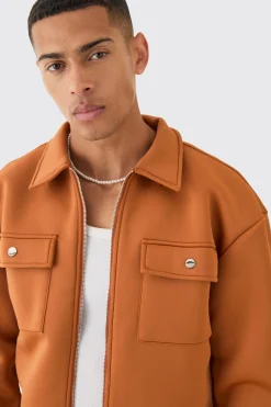 boohooMAN Boxy Neoprene Zip Overshirt | UK| Shirts