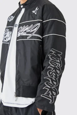 boohooMAN Boxy Nylon Collarless Moto Jacket | UK| Coats & Jackets