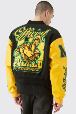 boohooMAN Boxy Official Melton Varsity Jacket | UK| Coats & Jackets