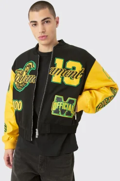 boohooMAN Boxy Official Melton Varsity Jacket | UK| Coats & Jackets