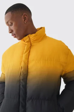 boohooMAN Boxy Ombre Funnel Neck Puffer Coat In | UK| Coats & Jackets