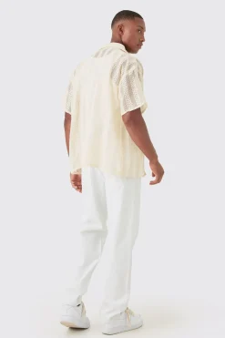 boohooMAN Boxy Open Lace Stripe Shirt | UK| Shirts