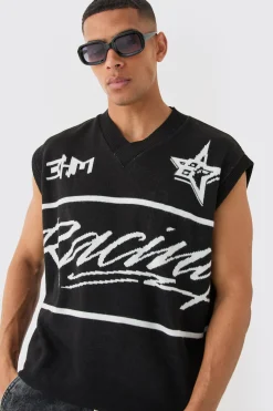 Boxy Oversized Moto V Neck Vest | UK^boohooMAN Hot