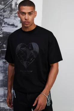 Boxy Oversized Premium Silicone Print T-shirt | UK^boohooMAN Clearance