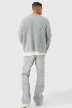 boohooMAN Boxy Oversized Ribbed Knit Bomber | UK| Knitwear|Coats & Jackets
