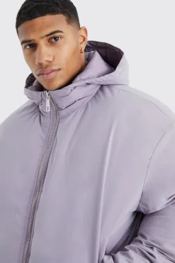 boohooMAN Boxy Peached Nylon Hooded Puffer | UK| Coats & Jackets