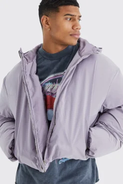 boohooMAN Boxy Peached Nylon Hooded Puffer | UK| Coats & Jackets