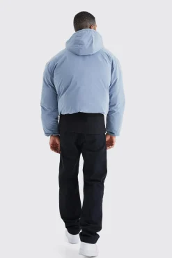 boohooMAN Boxy Peached Nylon Hooded Puffer | UK| Coats & Jackets