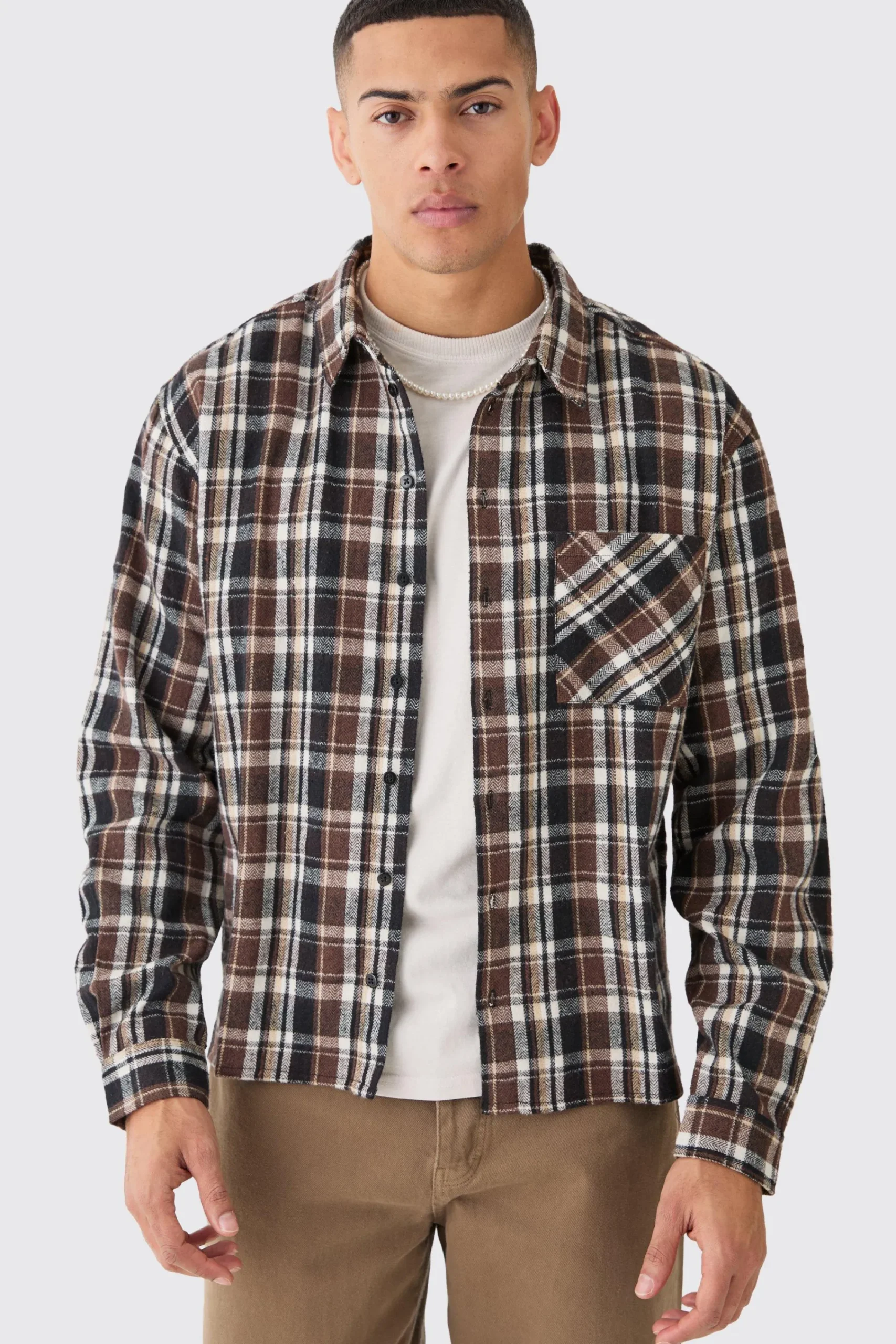 boohooMAN Boxy Pocket Check Shirt | UK| Shirts