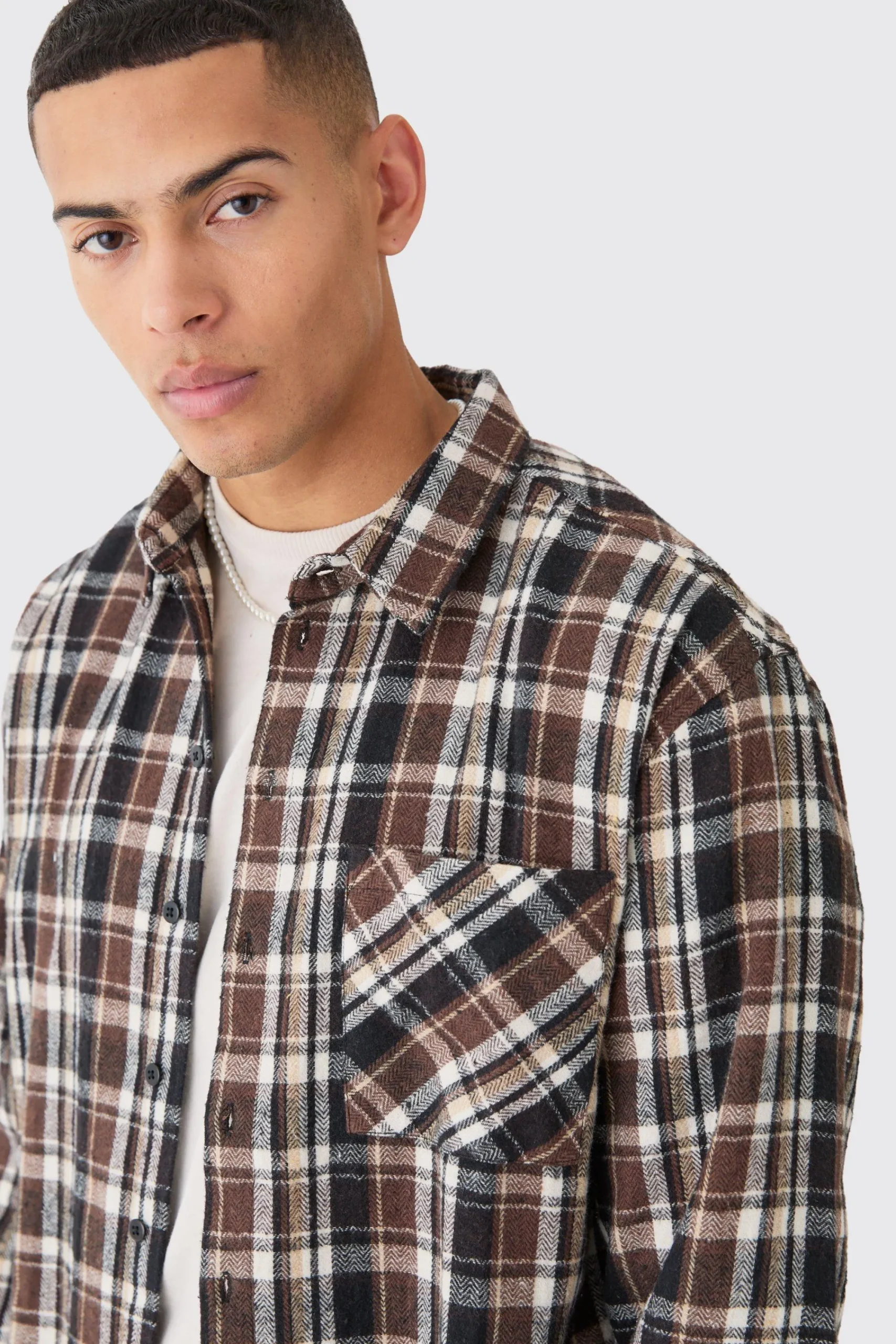 boohooMAN Boxy Pocket Check Shirt | UK| Shirts