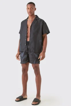 boohooMAN Boxy Printed Shirt And Swim Short Set | UK| Sets & Co-Ords