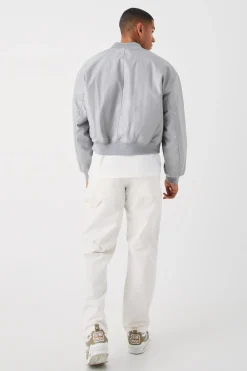 boohooMAN Boxy Pu Bomber With Zips | UK| Coats & Jackets