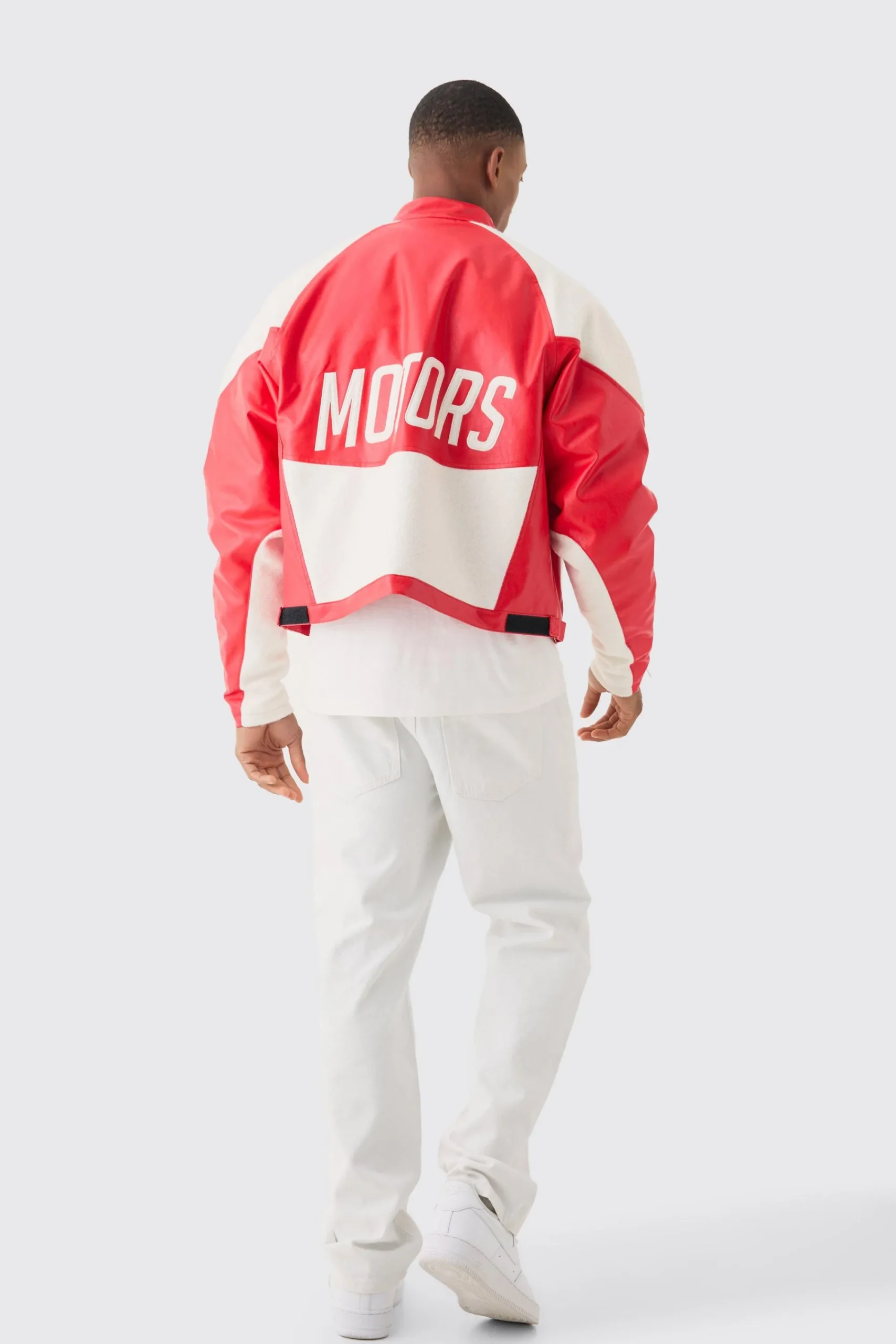 boohooMAN Boxy Pu Contrast Boucle Panel Moto Jacket | UK| Coats & Jackets