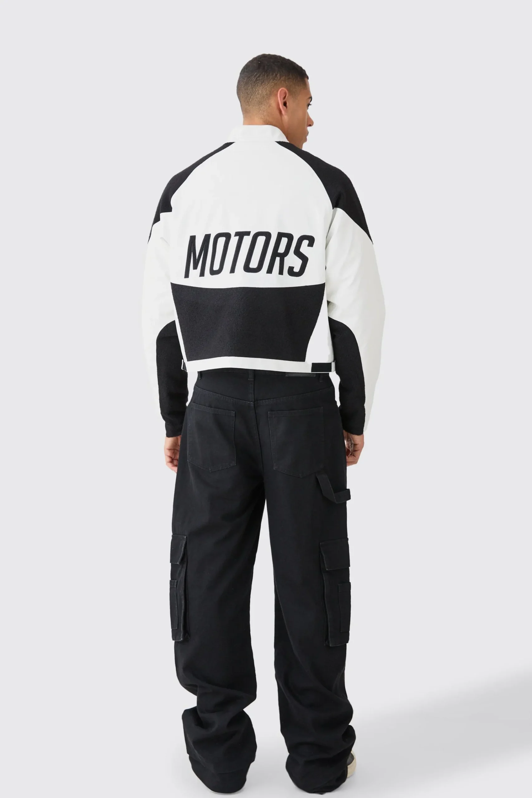 boohooMAN Boxy Pu Contrast Boucle Panel Moto Jacket | UK| Coats & Jackets