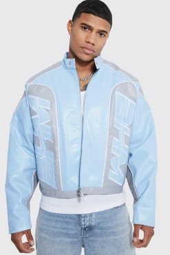 boohooMAN Boxy Pu Contrast Piping Moto Jacket | UK| Coats & Jackets