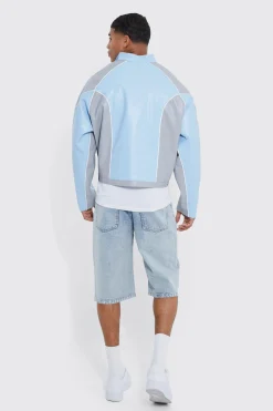 boohooMAN Boxy Pu Contrast Piping Moto Jacket | UK| Coats & Jackets