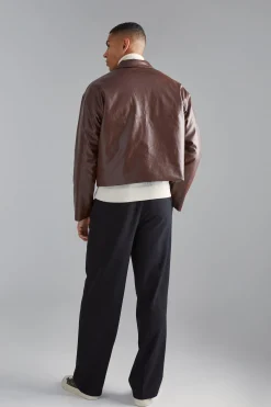 boohooMAN Boxy Pu Harrington | UK| Coats & Jackets