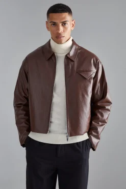 boohooMAN Boxy Pu Harrington | UK| Coats & Jackets