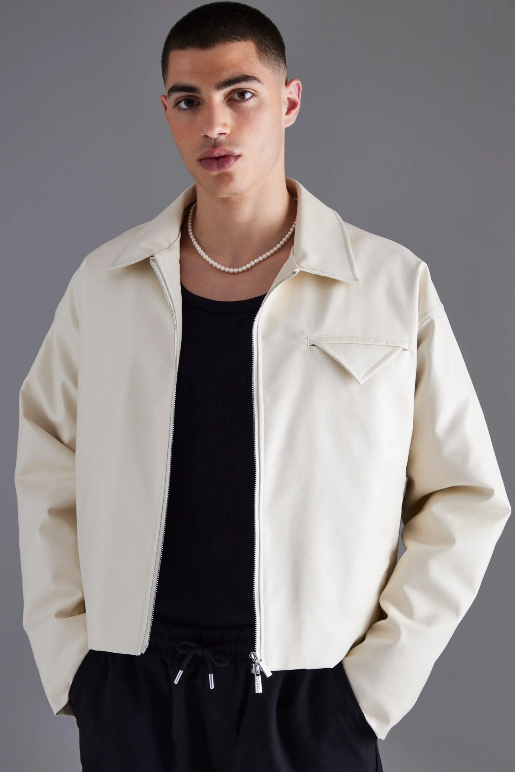 boohooMAN Boxy Pu Harrington | UK| Coats & Jackets