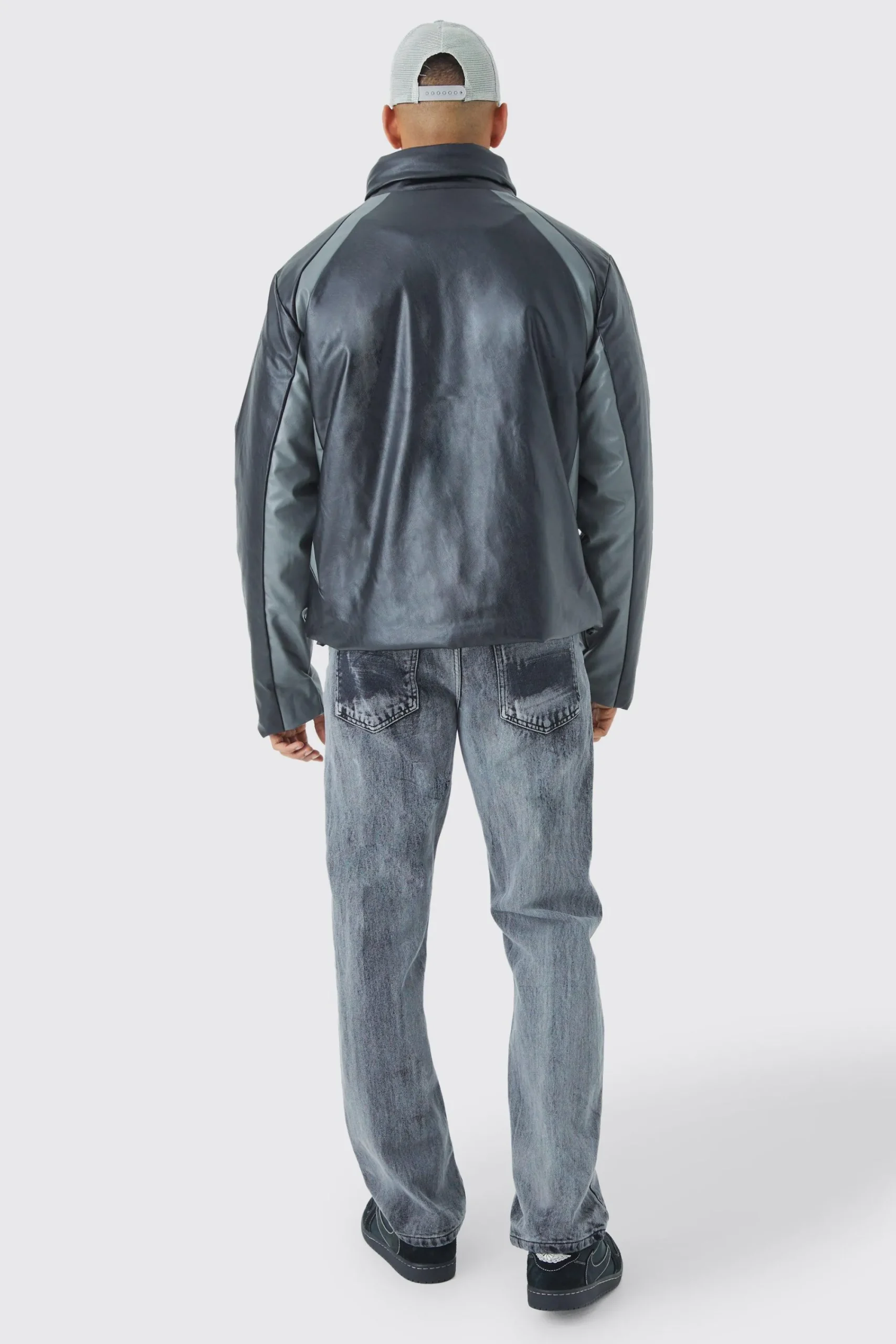 boohooMAN Boxy Pu Moto Pannelled Puffer | UK| Coats & Jackets