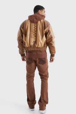 boohooMAN Boxy Pu Panelled Applique Moto Jacket | UK| Coats & Jackets