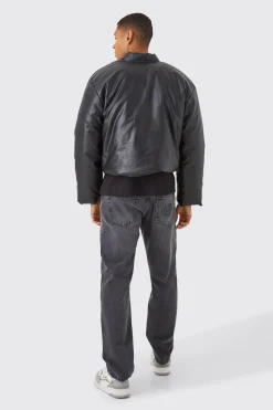 boohooMAN Boxy Pu Volume Padded Puffer Bomber | UK| Coats & Jackets