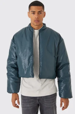 boohooMAN Boxy Pu Volume Padded Puffer Bomber | UK| Coats & Jackets