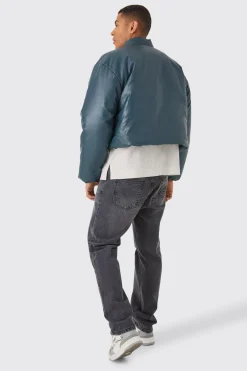 boohooMAN Boxy Pu Volume Padded Puffer Bomber | UK| Coats & Jackets