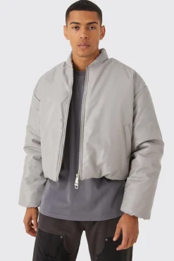 boohooMAN Boxy Pu Volume Padded Puffer Bomber | UK| Coats & Jackets