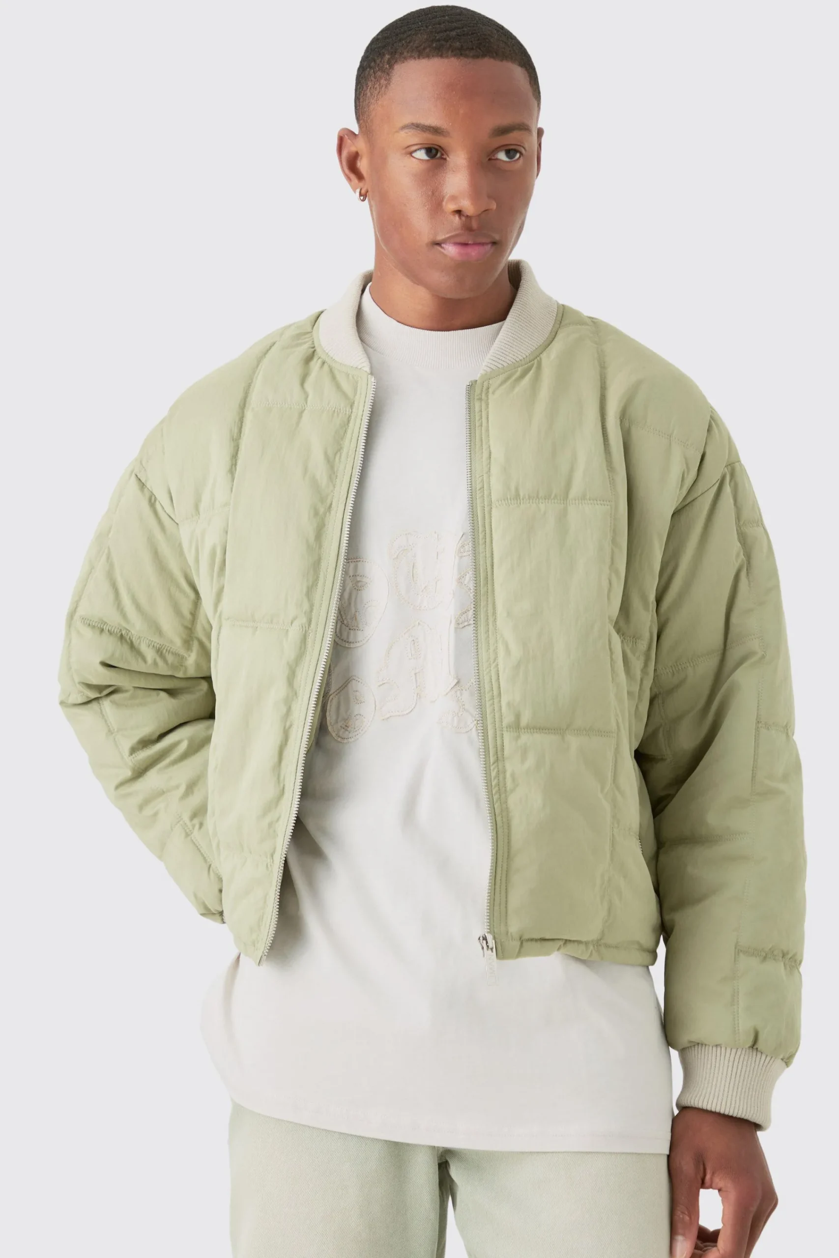 boohooMAN Boxy Quilted Bomber Jacket In | UK| Coats & Jackets