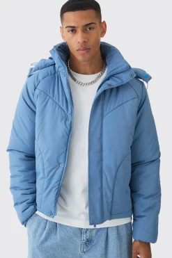boohooMAN Boxy Quilted Hooded Puffer Coat In | UK| Coats & Jackets
