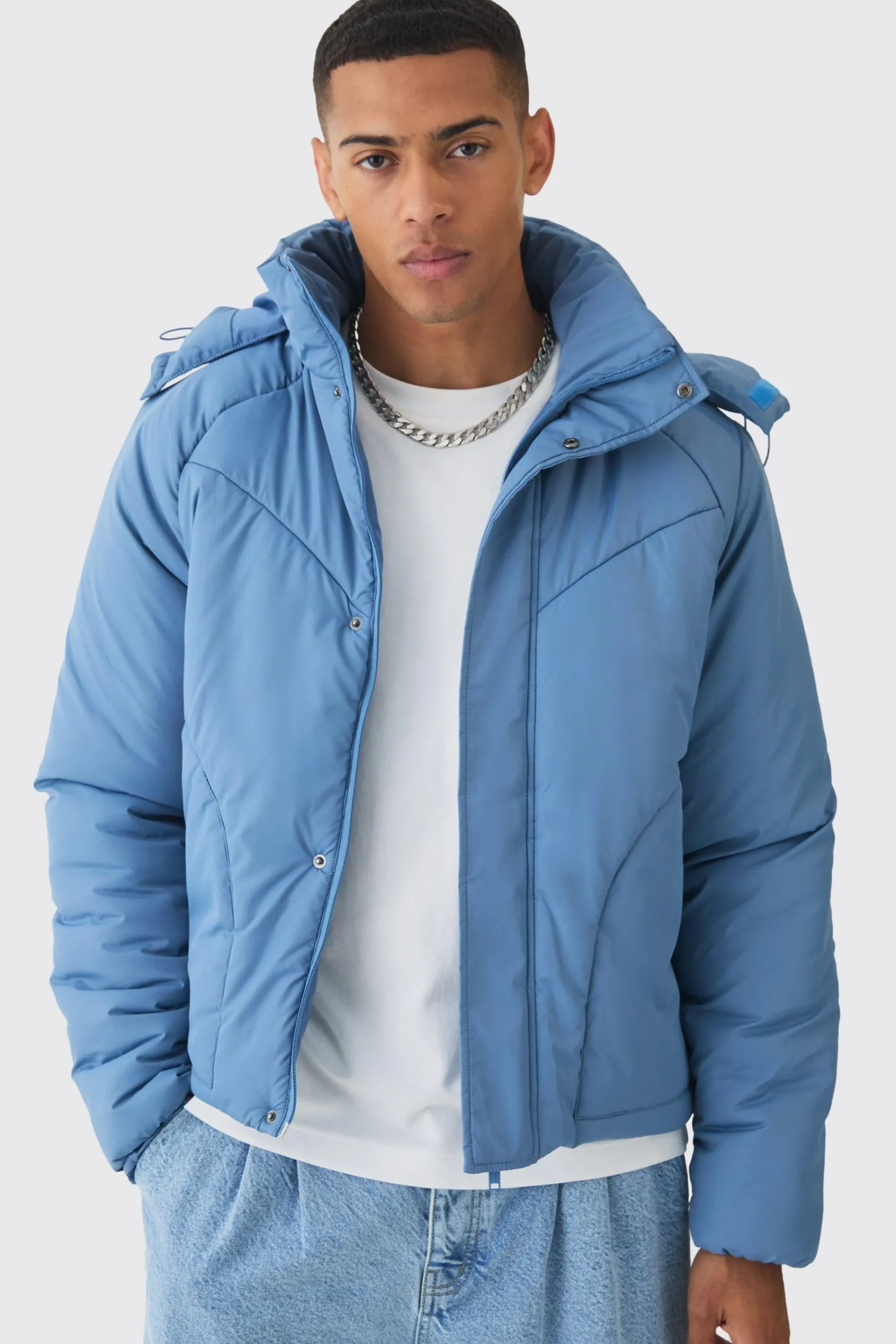 boohooMAN Boxy Quilted Hooded Puffer Coat In | UK| Coats & Jackets