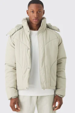 boohooMAN Boxy Quilted Hooded Puffer Coat In | UK| Coats & Jackets