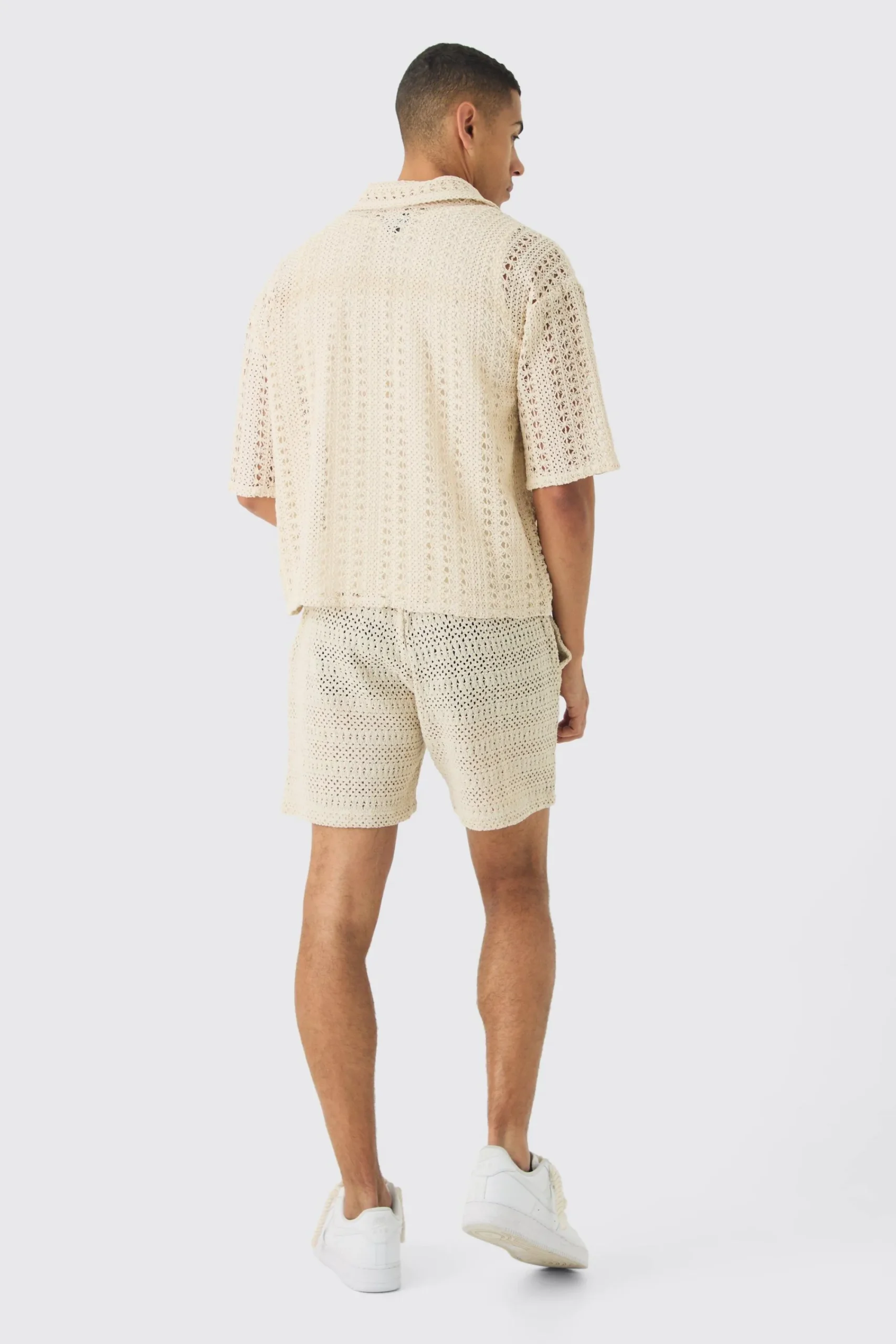 Boxy Revere Crochet Shirt | UK^boohooMAN Online