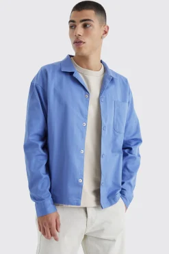 boohooMAN Boxy Revere Harrington Twill Overshirt | UK| Shirts