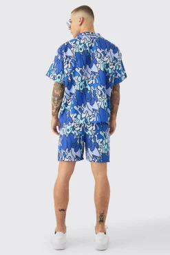 boohooMAN Boxy Ripstop Graffiti Shirt & Mid Swim Short Set | UK| Sets & Co-Ords