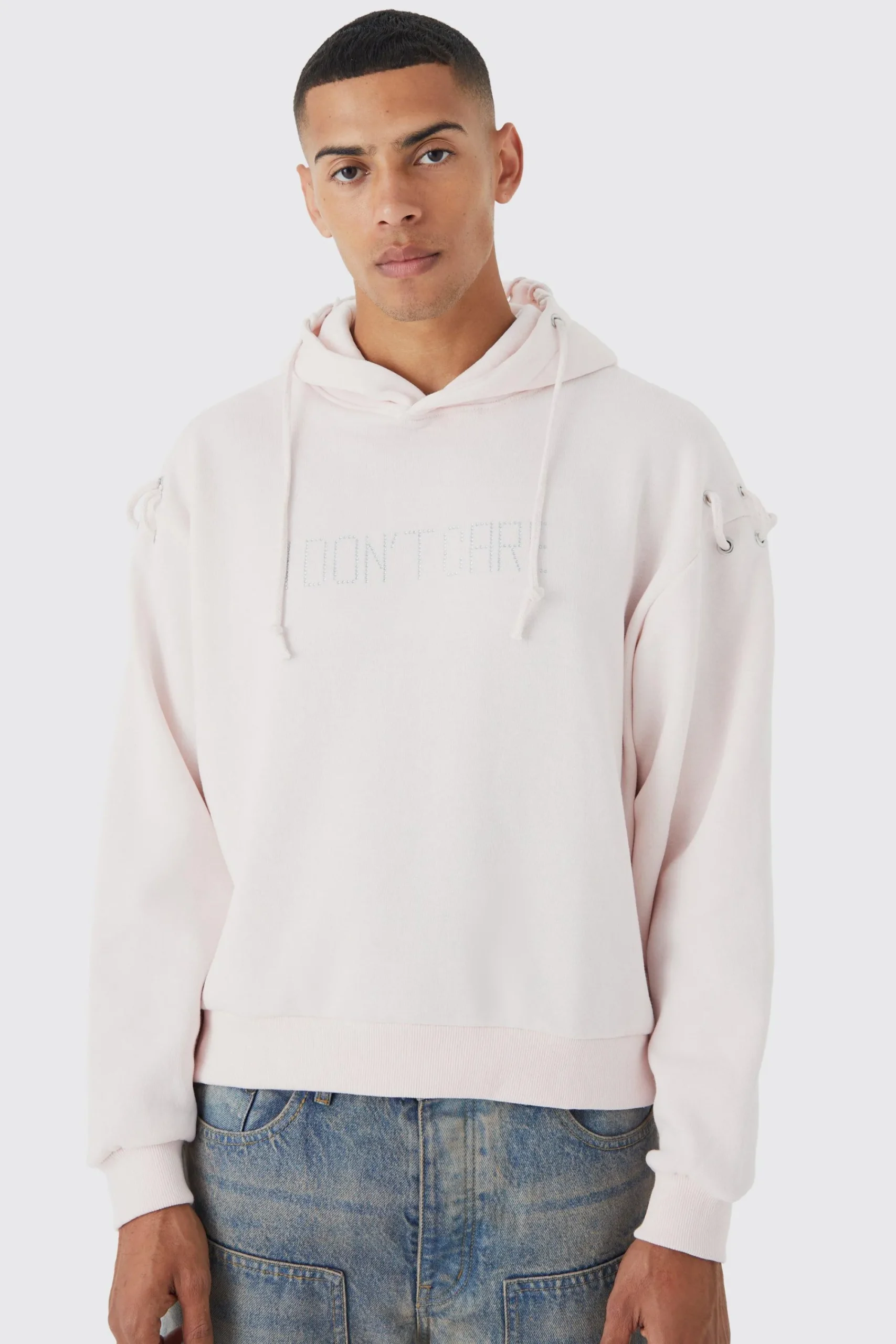 boohooMAN Boxy Rope Eyelet Hoodie | UK| Hoodies & Sweatshirts