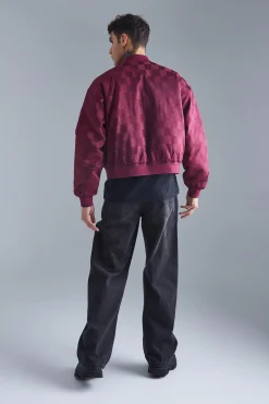 boohooMAN Boxy Satin Checkerboard Bomber | UK| Coats & Jackets