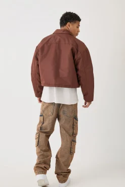 boohooMAN Boxy Satin Collared Bomber | UK| Coats & Jackets