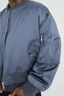 boohooMAN Boxy Satin Padded Ma1 Bomber Jacket | UK| Coats & Jackets