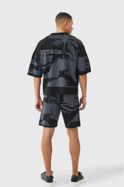 boohooMAN Boxy Scenic Polo And Short Set | UK| Tracksuits