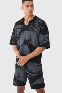 boohooMAN Boxy Scenic Polo And Short Set | UK| Tracksuits