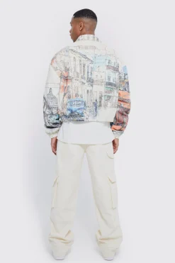 boohooMAN Boxy Scenic Twill Harrington | UK| Coats & Jackets