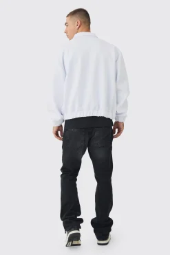 boohooMAN Boxy Scuba Zip Through Embroidered Jacket | UK| Coats & Jackets|Hoodies & Sweatshirts