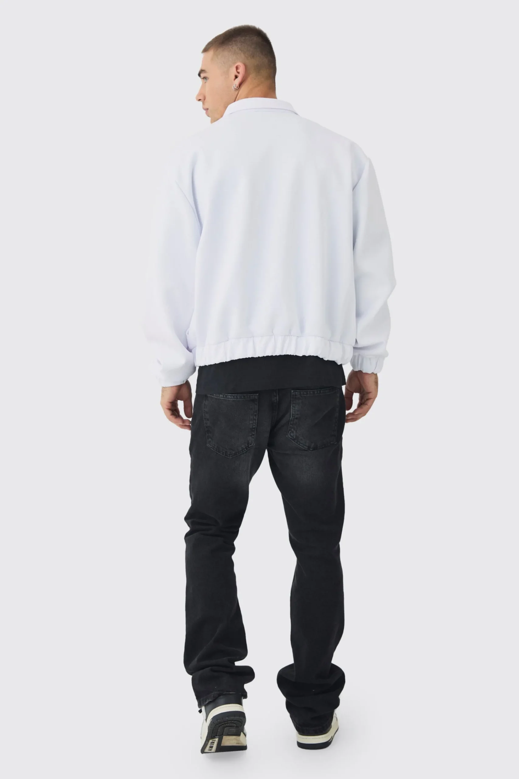 boohooMAN Boxy Scuba Zip Through Embroidered Jacket | UK| Coats & Jackets|Hoodies & Sweatshirts