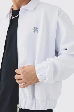 boohooMAN Boxy Scuba Zip Through Embroidered Jacket | UK| Coats & Jackets|Hoodies & Sweatshirts